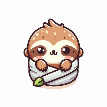 Cute sloth in bandage on white background. Vector illustration.のイラスト素材
