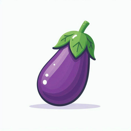 Purple eggplant on white background. Vector illustration. Eps 10のイラスト素材