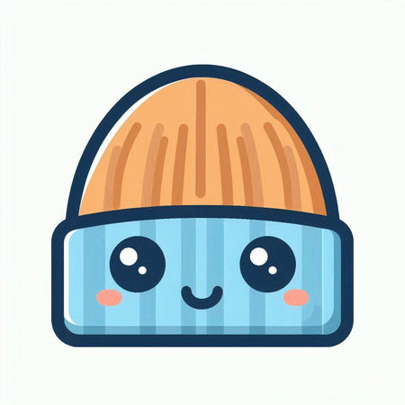 Cute kawaii winter hat isolated on white background. Vector illustration.のイラスト素材
