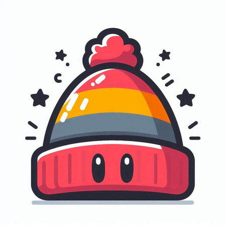 Winter hat isolated on a white background. Vector illustration in cartoon style.のイラスト素材