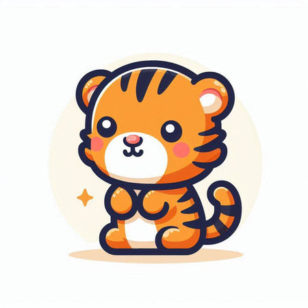 Cute tiger. Vector illustration in cartoon style on white background.のイラスト素材