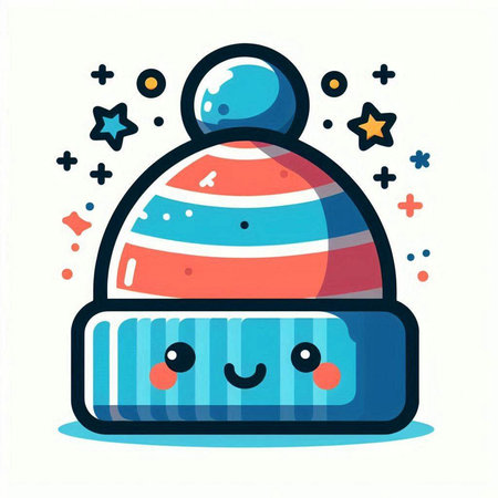 Cute kawaii winter hat. Vector illustration in cartoon style.のイラスト素材