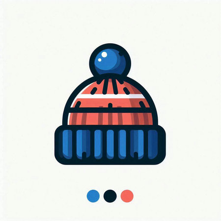 Vector illustration of winter hat with pompom. Flat style icon.のイラスト素材