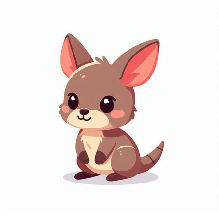 Cute kangaroo. Cartoon kangaroo. Vector illustrationのイラスト素材