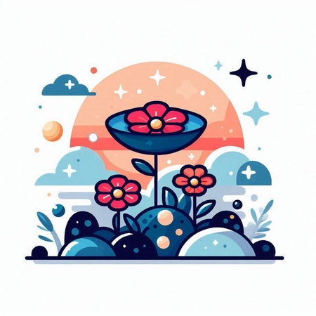 Flower in a vase. Vector illustration in flat style.のイラスト素材