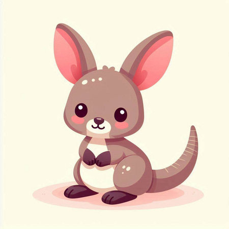 Cute kangaroo cartoon character. Vector illustration of a kangaroo.のイラスト素材