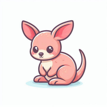 Cute kangaroo cartoon character isolated on white background. Vector illustration.のイラスト素材