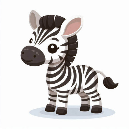 Cute cartoon zebra. Vector illustration isolated on white background.のイラスト素材