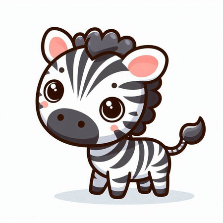 Cute zebra isolated on a white background. Vector illustration.のイラスト素材