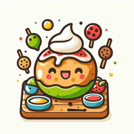 Cute kawaii japanese food character. Vector illustration.のイラスト素材