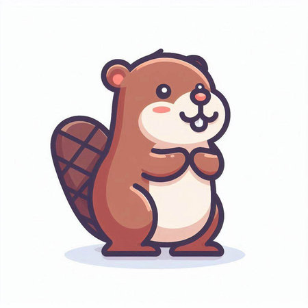 Cute beaver cartoon character. Vector illustration isolated on white background.のイラスト素材