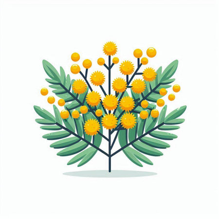 Mimosa flower icon. Flat illustration of mimosa flower vector icon for web designのイラスト素材