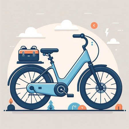 Modern flat design vector illustration concept of a bicycle with a bag.のイラスト素材