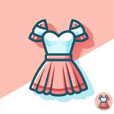 Fashion illustration of a beautiful dress. Vector illustration in cartoon style.のイラスト素材