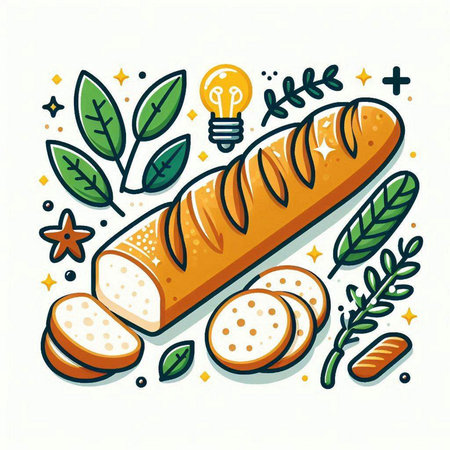 Vector illustration of a bread with a lightbulb in the middle.のイラスト素材