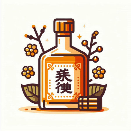 Illustration of a bottle of sake on a white background. Vector illustration.のイラスト素材