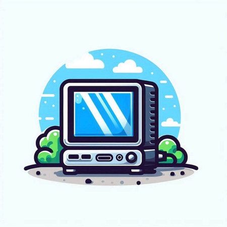 Retro tv icon. Vector illustration of modern technology. Flat design.のイラスト素材