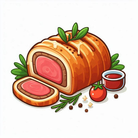 Meatloaf isolated on white background. Vector illustration for your designのイラスト素材