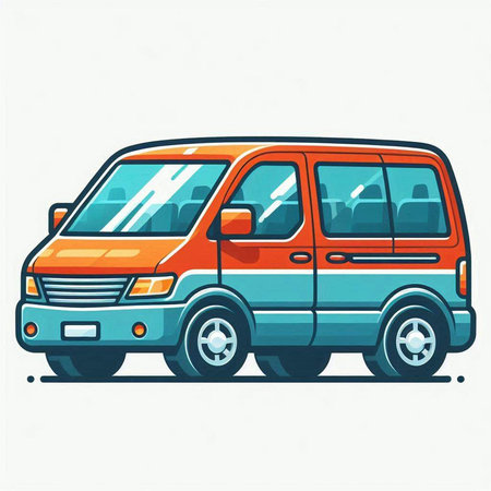 Vector illustration of a van isolated on a white background. Side view.のイラスト素材