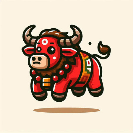 Cute cartoon bull. Vector illustration, isolated on white background.のイラスト素材