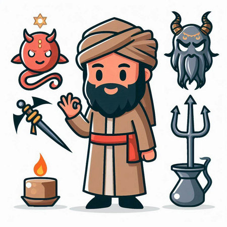 Vector illustration of a cartoon character of a wise man with a beard.のイラスト素材