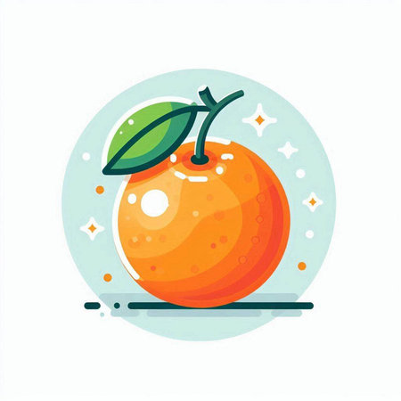 Orange fruit icon. Vector illustration of orange fruit in flat style.のイラスト素材