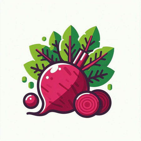 Beetroot with leaves. Vector illustration isolated on white background.のイラスト素材