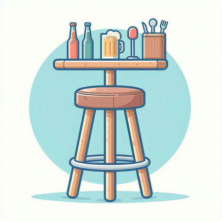 Bar counter with beer and snacks. Vector illustration in cartoon style.のイラスト素材