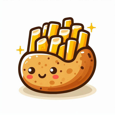 Fried potatoes vector illustration isolated on white background. Cute fried potatoes icon.のイラスト素材