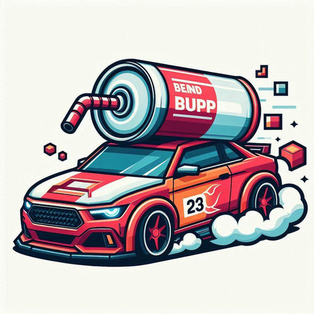 Vector illustration of a racing car with a roll of dynamite.のイラスト素材