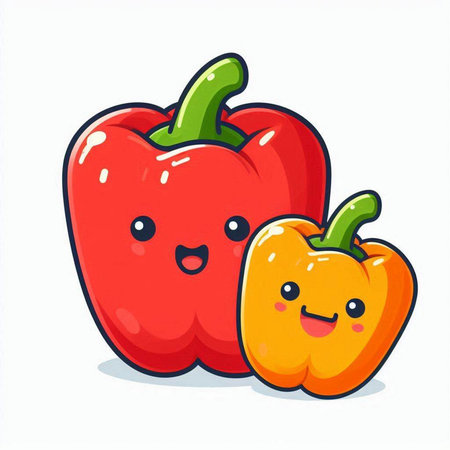 Cute cartoon bell pepper character. Vector illustration isolated on white background.のイラスト素材