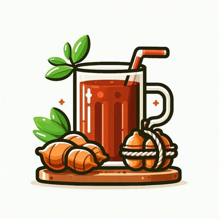 Cup of mulled wine with hazelnuts. Vector illustration.のイラスト素材