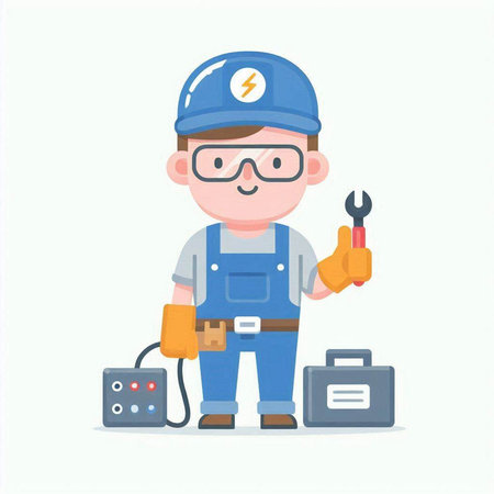 Electrician. Vector illustration in a flat style isolated on a white background.のイラスト素材