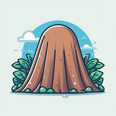 Vector illustration of a mountain in the jungle. Cartoon style, isolated on white background.のイラスト素材