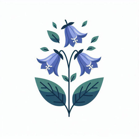 Bluebell flowers isolated on white background. Hand drawn vector illustration.のイラスト素材