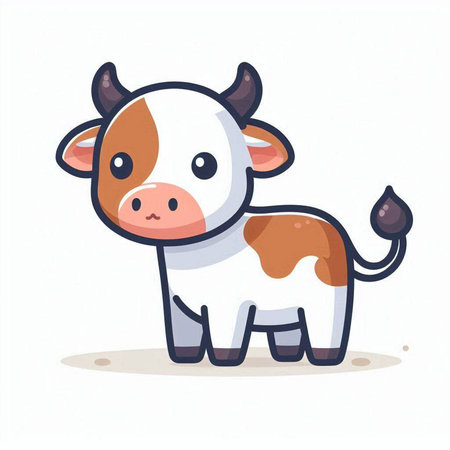 Cute cow isolated on white background. Vector flat cartoon illustration.のイラスト素材