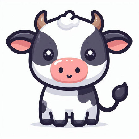 Cute cartoon cow. Vector illustration of a cute little cow.のイラスト素材