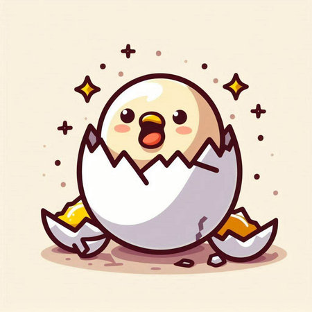 Vector illustration of cute chick hatched from an egg. Cartoon style.のイラスト素材