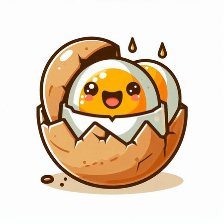 Cute cartoon egg character. Vector illustration isolated on white background.のイラスト素材