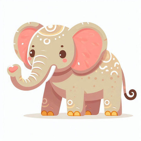 Cute elephant isolated on white background. Vector illustration in cartoon style.のイラスト素材