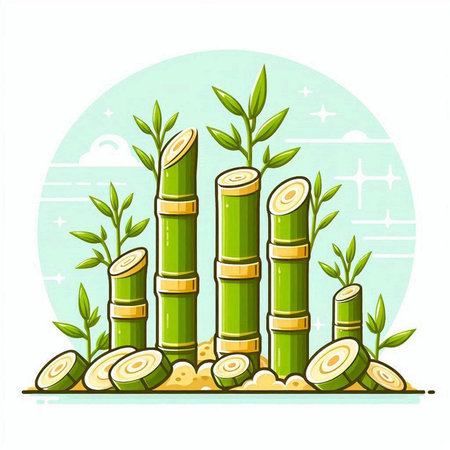 Sugar cane with leaves. Vector illustration of sugarcane.のイラスト素材
