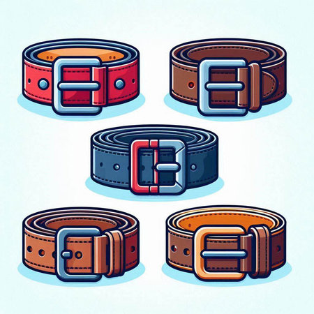 Set of leather belts. Vector illustration isolated on a white background.のイラスト素材