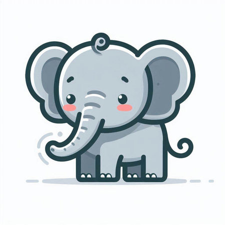 Cute cartoon elephant vector illustration. Cute animal character design.のイラスト素材