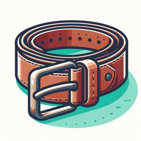 Illustration of a brown belt with a buckle on a white backgroundのイラスト素材