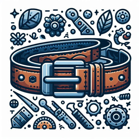 Stylish belt with buckle. Vector illustration in doodle styleのイラスト素材