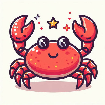 Cute cartoon crab. Vector illustration. Isolated on white background.のイラスト素材