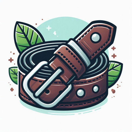 Leather belt with a buckle. Vector illustration in retro style.のイラスト素材