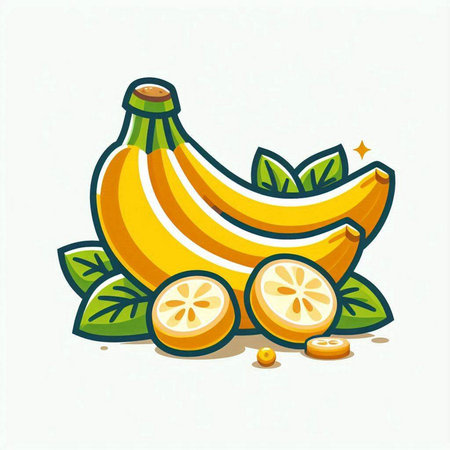 Illustration of fresh bananas and lemons on a white background.のイラスト素材