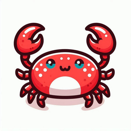 Cute cartoon red crab isolated on white background. Vector illustration.のイラスト素材
