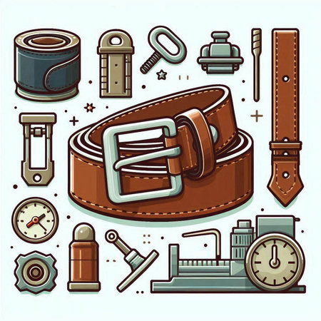 Leather belt and other accessories. Vector illustration in cartoon style.のイラスト素材